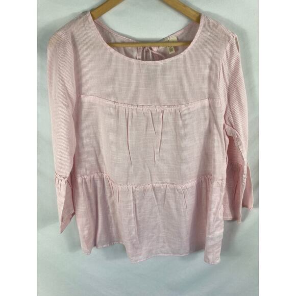 Cupio Blush Cross Hatch Tier Stripe Top Size Medium - Picture 4 of 7